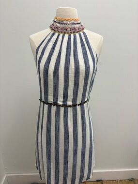 THML One-Shoulder Striped Dress in Blue and White
